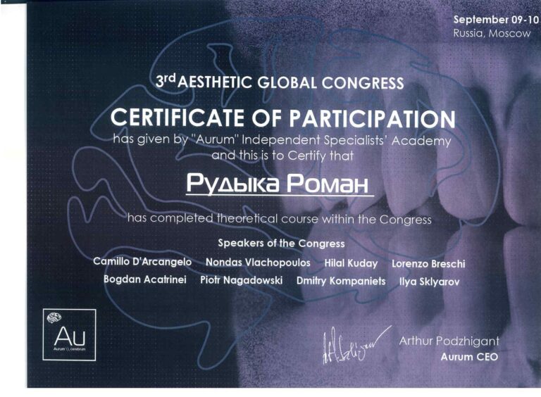 Сертификаты Рудыка Роман Владимирович